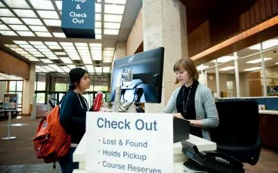 circulation desk at the PCL library