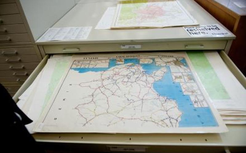 Map in a flat file drawer